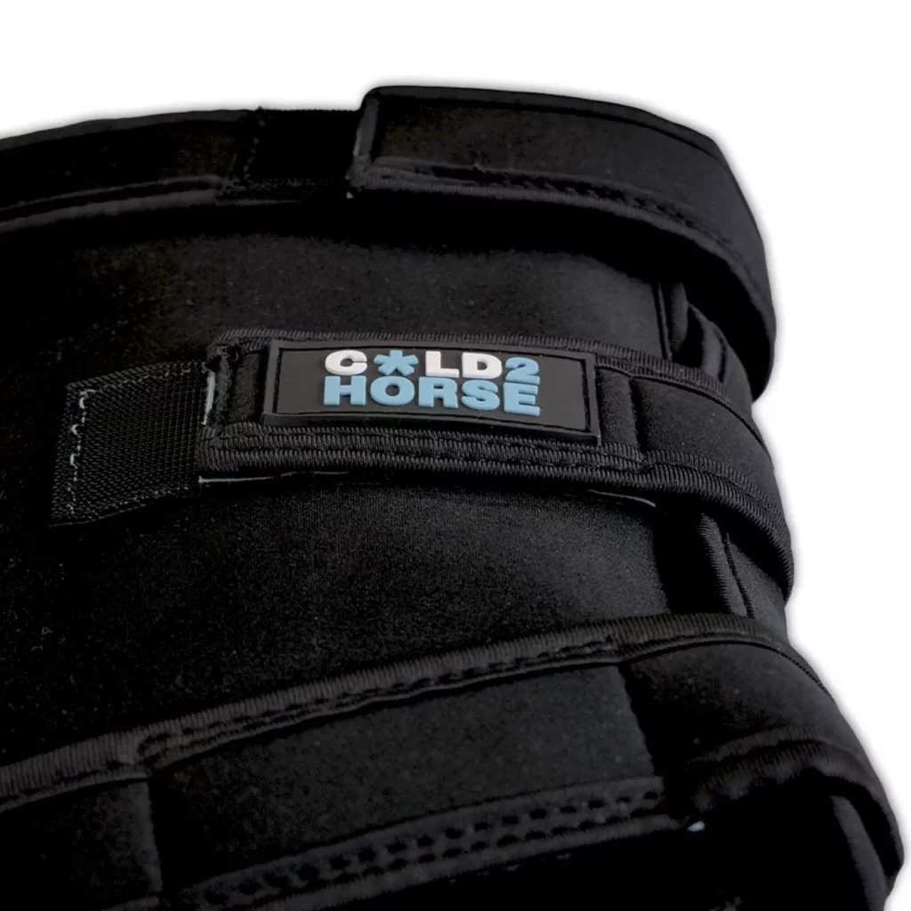 Détail du logo et d'une sangle de la protection Cold2Horse CryoHock