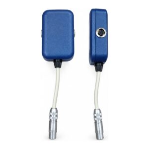Adaptateur Activomed avec cable et connecteur, vu de face et de profil